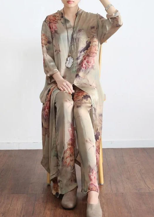 Best Price of the Season!Best Price of the Season!2023 New Vintage Prints Silk Cardigan Tops And Pants Two Pieces Best Price of the Season!Best Price of the Season!2023 New Vintage Prints Silk Cardigan Tops And Pants Two Pieces