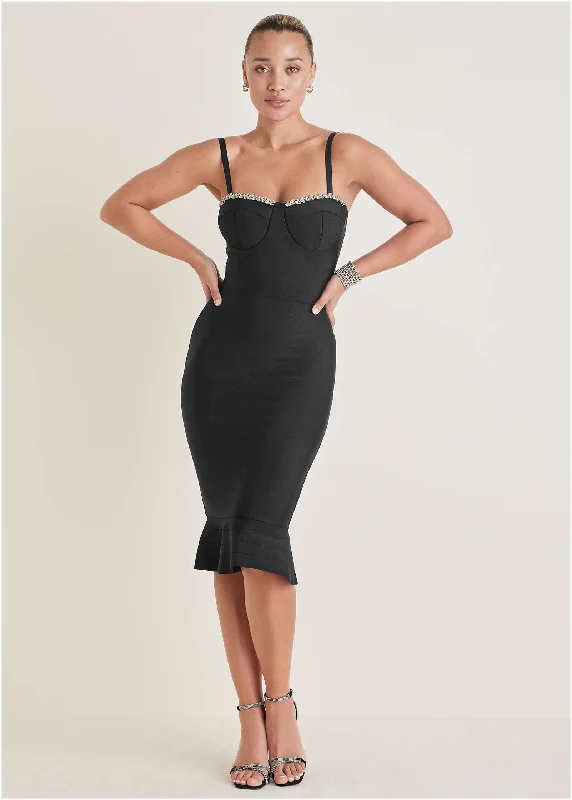 Save More with Every Purchase!Save More with Every Purchase!Embellished Bodycon Dress  - Black