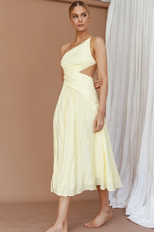 Destination Open Back Midi Dress Lemon