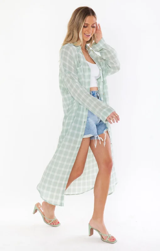 Leo Button Down Tunic ~ Green Plaid