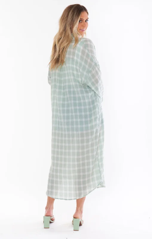 Leo Button Down Tunic ~ Green Plaid