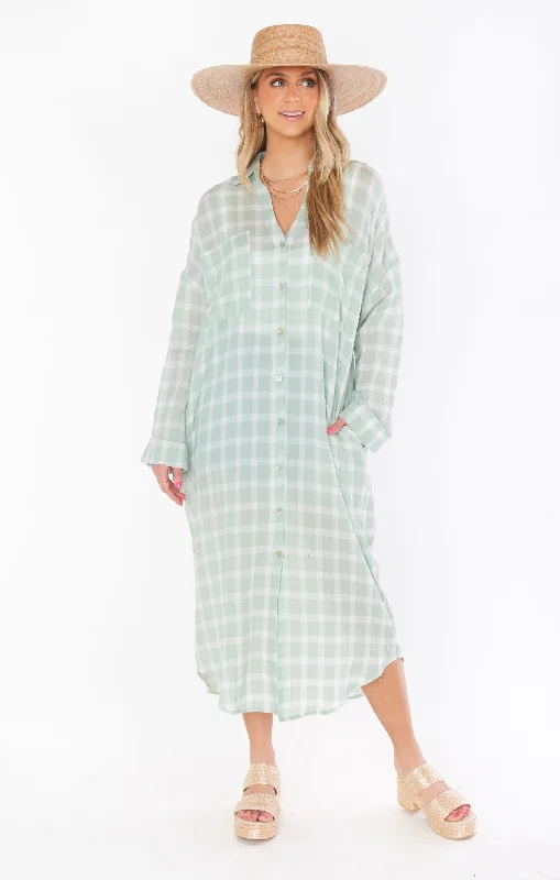 Leo Button Down Tunic ~ Green Plaid