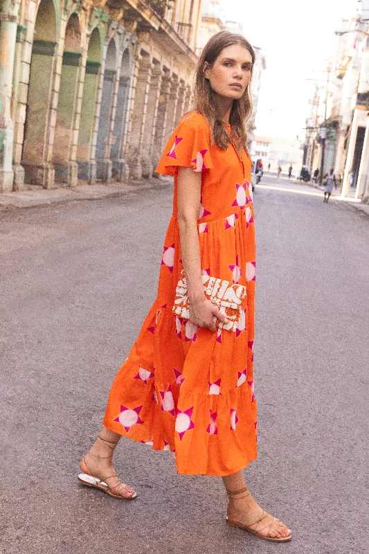 V-Neck Maxi- Mela Orange