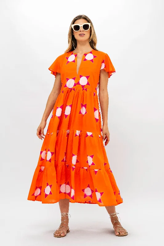 V-Neck Maxi- Mela Orange