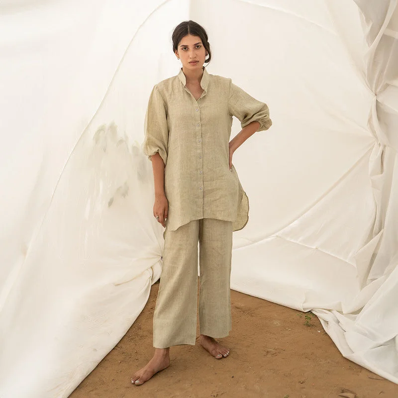 Linen Co Ord Set for Women | Pickle Green