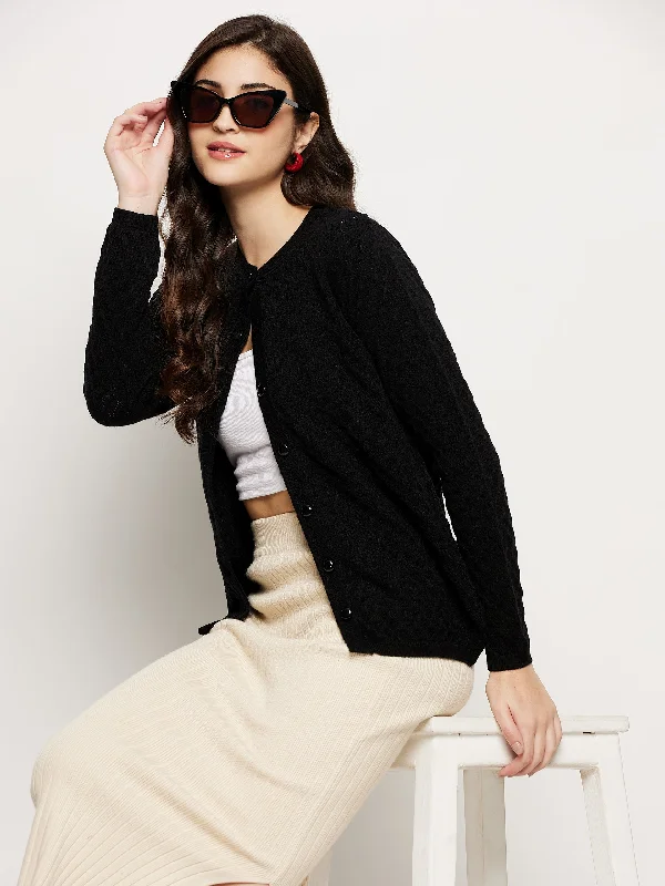 Madame Solid Black Sweater