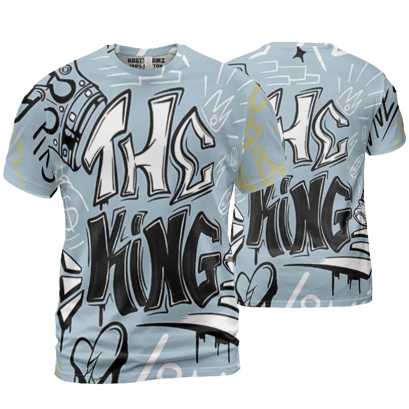 NastyJamz Blue Grey 13s T Shirt Match The King 3D All-Over Print Graffiti