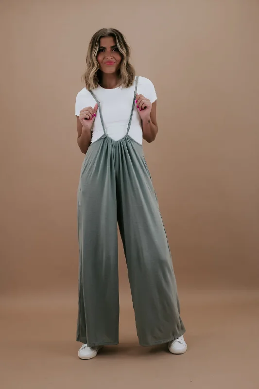 Head Over Heels Jumpsuit, Sage