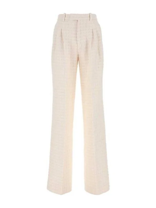 Tweed Straight Pants White