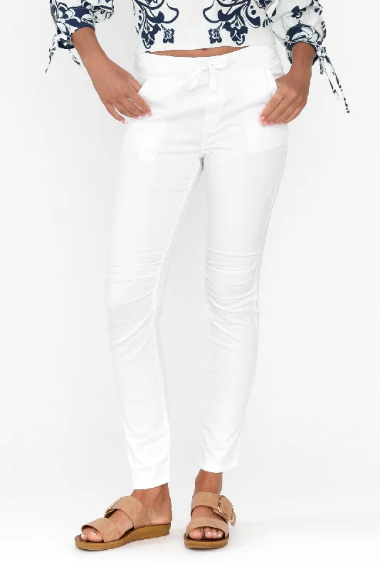 Ida White Cotton Stretch Pants