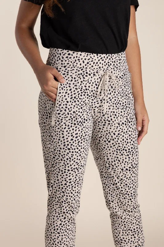 Spot Panelled Pant | Stone/Black