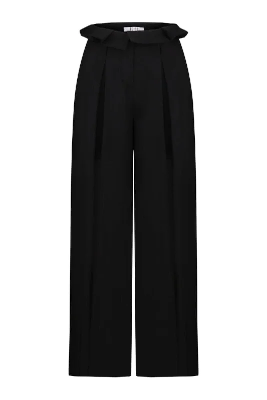 VEZHA BLACK HIGH-RISE PLAZZO PANTS