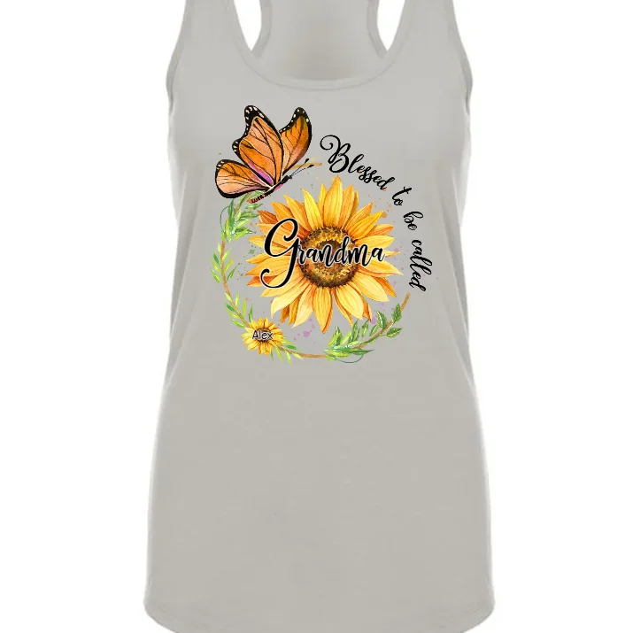 Blessed To Be Called Grandma Sunflower Butterfly Tank Top