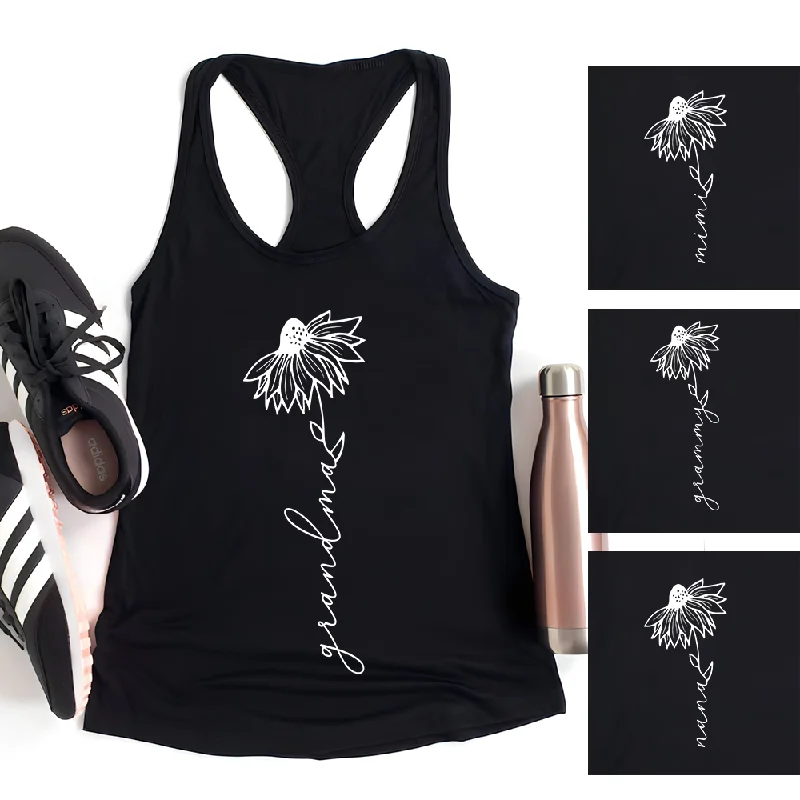 Grandma Flower Custom Name Tank top