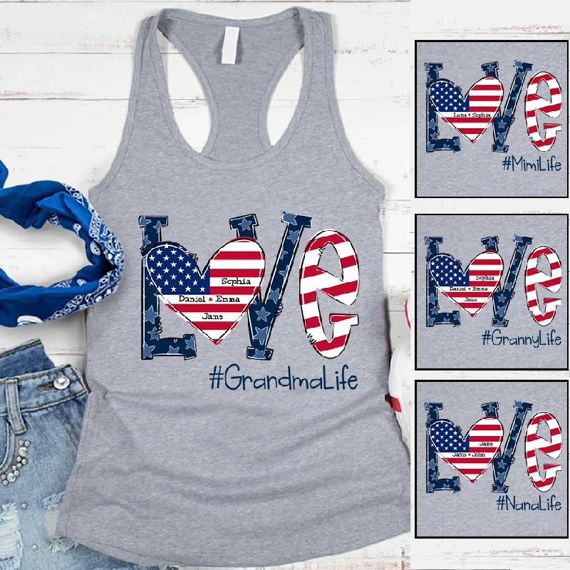 Personalized Love Grandma Life American Flag