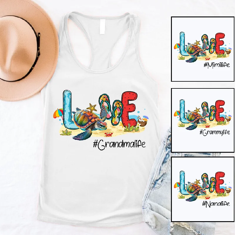 Sea Turtle Seashell Beach Love Grandma Life CTH01 Tank top