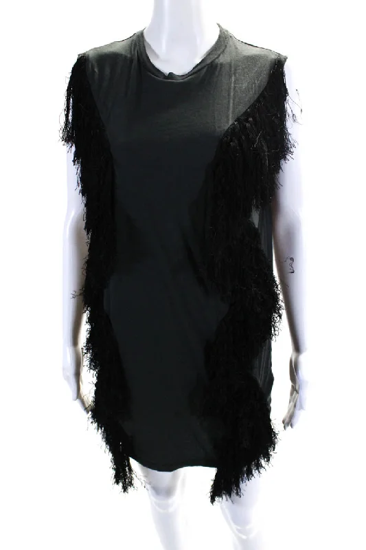 Shop Early, Save Big!ACNE Studios Women's Round Neck Sleeveless Fringe A-Line Mini Dress Black Shop Early, Save Big!ACNE Studios Women's Round Neck Sleeveless Fringe A-Line Mini Dress Black