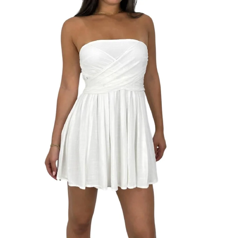 The Best Sale of the Year!Adjustable Strap Babydoll Mini Dress In Ivory