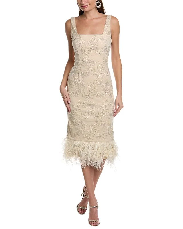 Don't Miss Out!Aidan Mattox Square Neck Embroidered Midi Dress