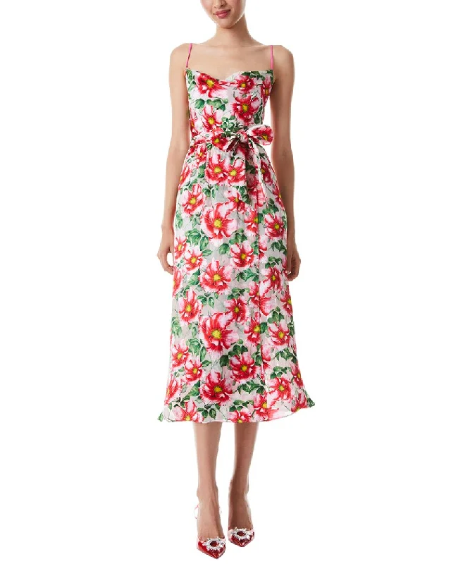 Your Dream Deal is Here!alice + olivia Samantha Cowl Neck Silk-Blend Midi Dress