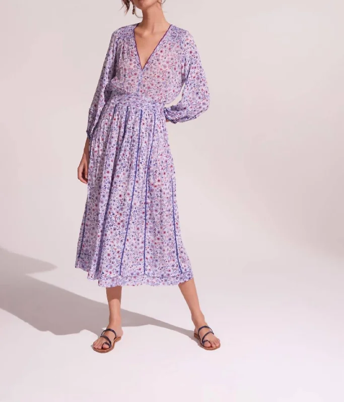 More Discounts, More Joy!Anabelle Midi Dress In Blue Magnolia