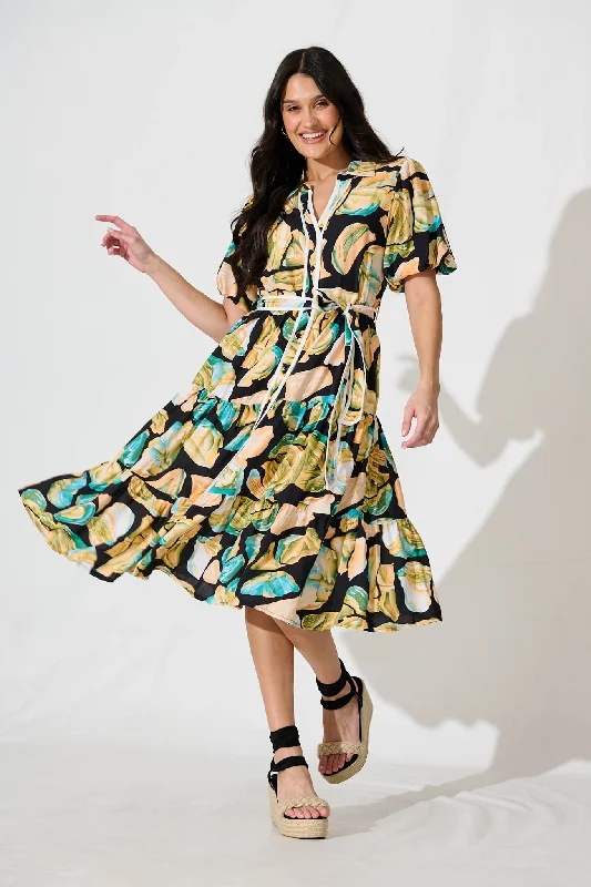 Save More with Every Purchase!Aoife Shirt Dress in Black Multi