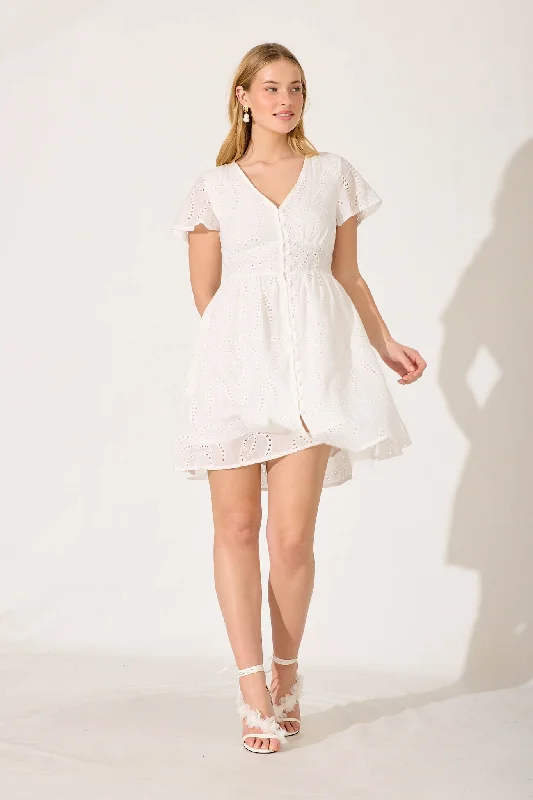 Hurry! While Supplies Last!Aurelia Dress In White Cotton Broderie