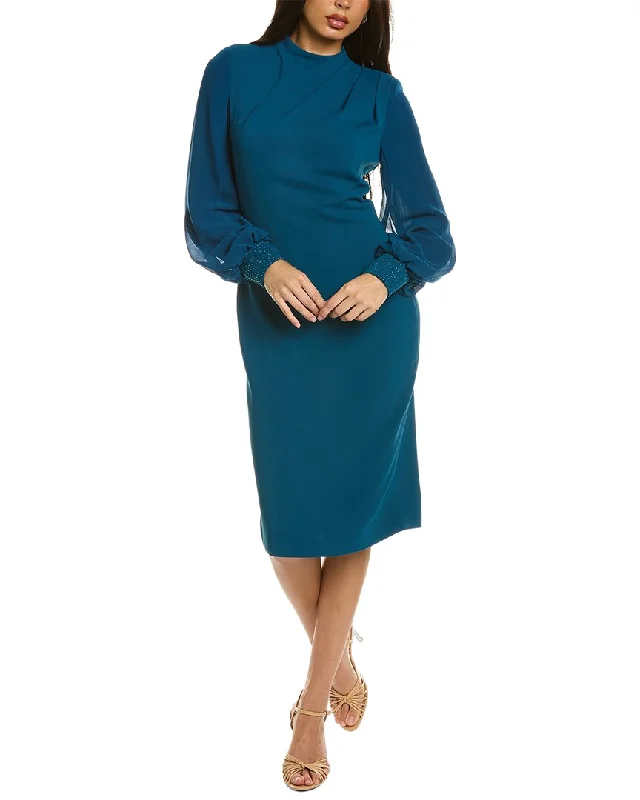 Snag the Best Prices Now!Badgley Mischka Pleat Neck Midi Dress