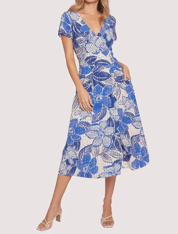 Score Big Savings Today!Bellflower Midi Dress In Blue Floral