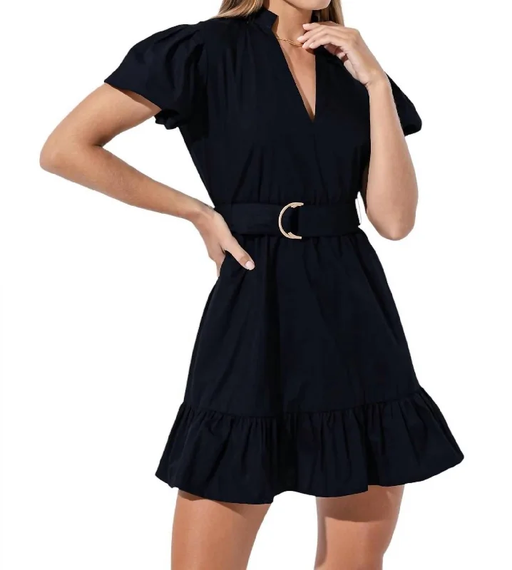 Lowest Prices Guaranteed!Belted Poplin Mini Dress In Midnight