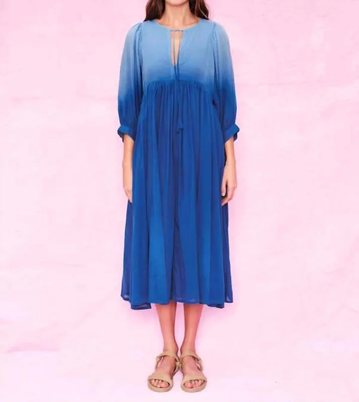 Your Dream Deal is Here!Blouson Sleeve Midi Dress In Regalia Ombre