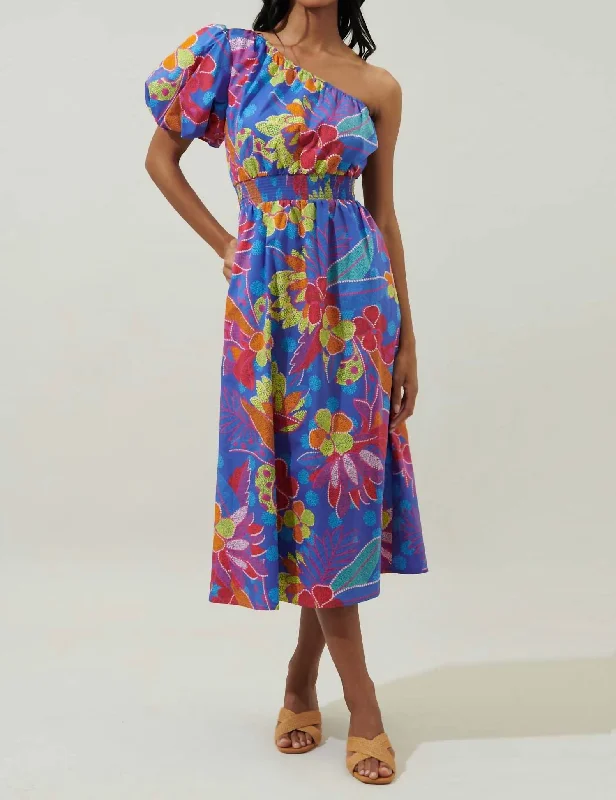 Only a Few Left – Order Now!Bold Attempt One Shoulder Midi Dress In Multi