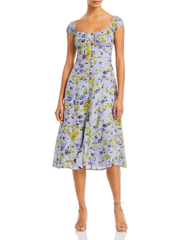 Don't Miss Out!Don't Miss Out!Bonjour Womens Floral Smocked Midi Dress