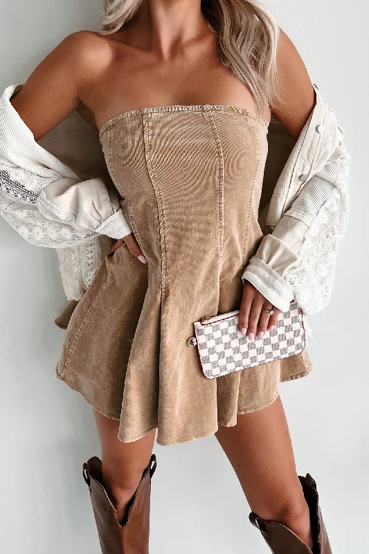 Incredible Savings Inside!Can't Keep Me Down Pleated Corduroy Dress (Taupe)