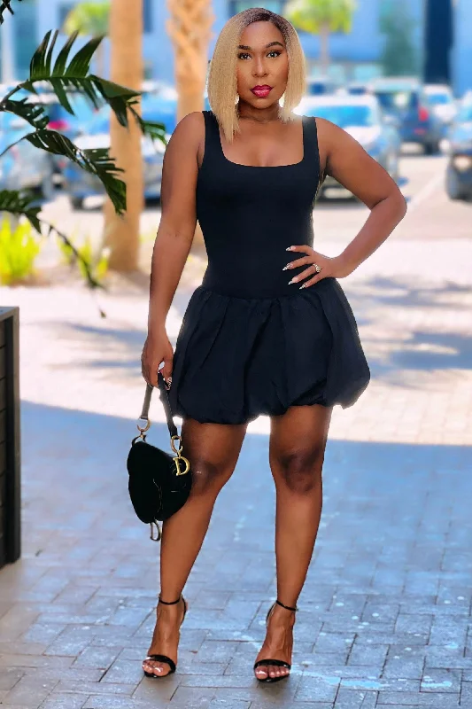 Get It Before It’s Gone!Carley Casual Mini Bubble Dress -Black