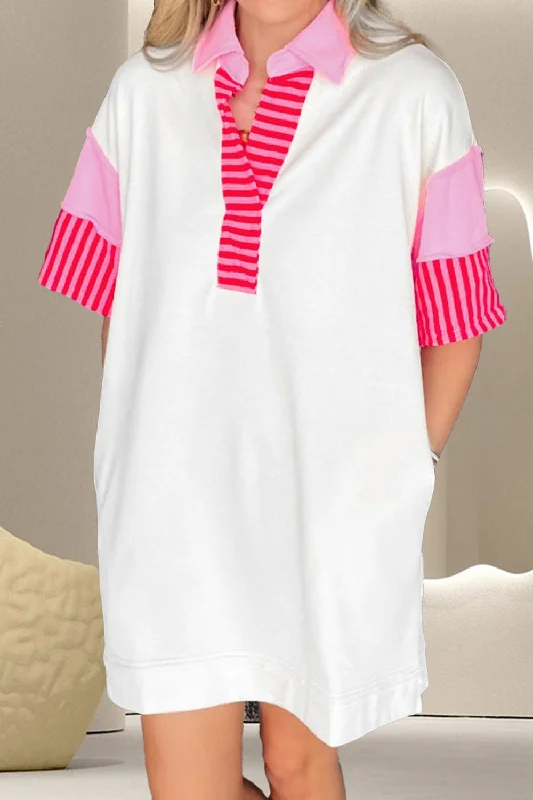 Save Like Never Before!Chic color block half sleeve dress