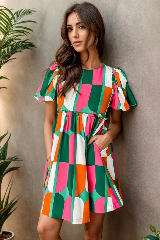 Don't Miss Out!Chic color block short sleeve dress