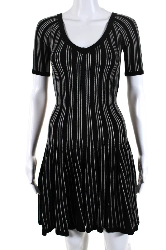 Your Dream Deal is Here!Cushnie Et Ochs Women's Short Sleeve Striped Mini Dress Black White Your Dream Deal is Here!Cushnie Et Ochs Women's Short Sleeve Striped Mini Dress Black White