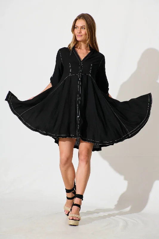 Act Fast – Limited Time Savings!Cyrene Dress in Black Linen Blend