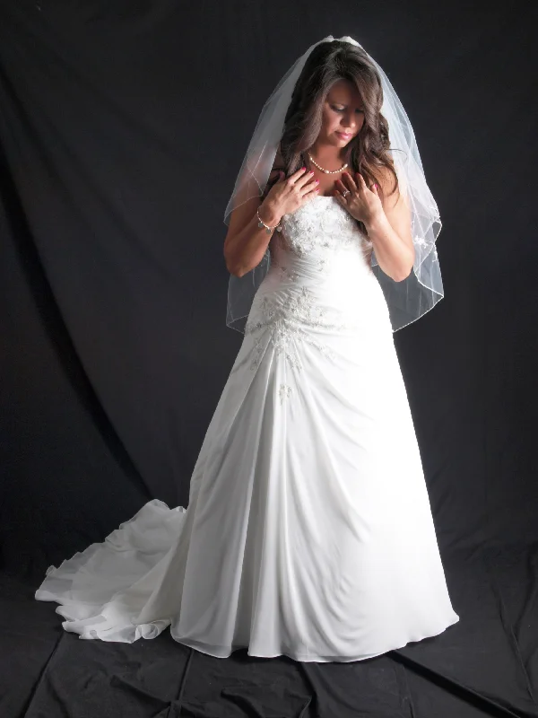 Today Only – Don’t Miss It!David's Bridal Chiffon Over Satin Gown with Side Draped Skirt Sty