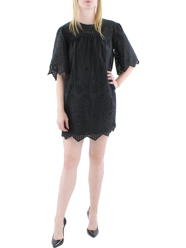 Buy More, Pay Less!Debra Womens Eyelet Short Mini Dress