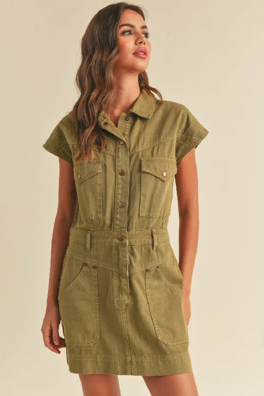 Your Shopping Wish, Our Discount Command!Eleanor Denim Cargo Dress