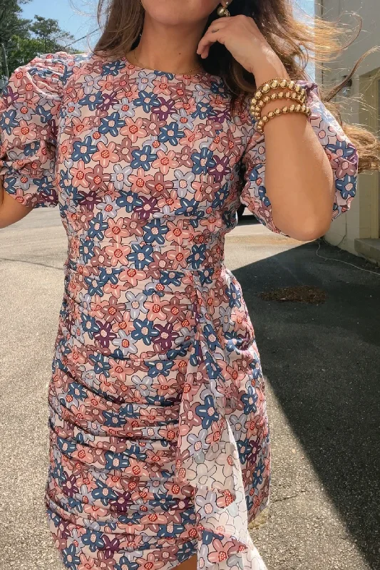 Find the Best Deals Here!Flower Fields Puff Sleeve Floral Dress