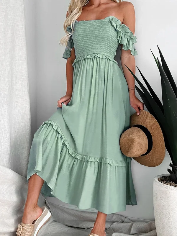 Shop the Hottest Deals!Ruffled off-shoulder frill dress