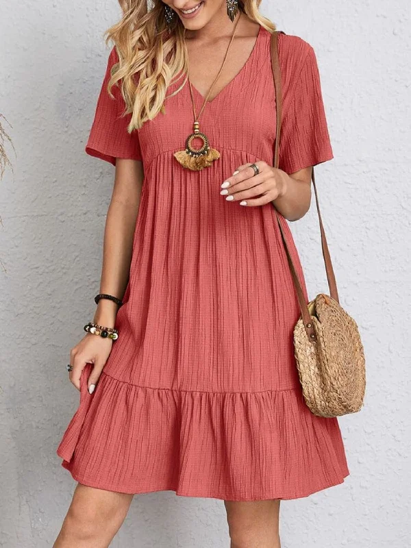 Unmissable Offers Await!Elegant V-neck dress - 100% polyester