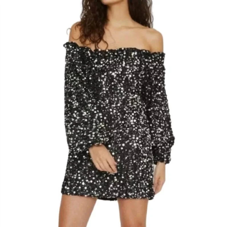 Your Best Deals Are Here!Gloria Mini Dress In Black Silver