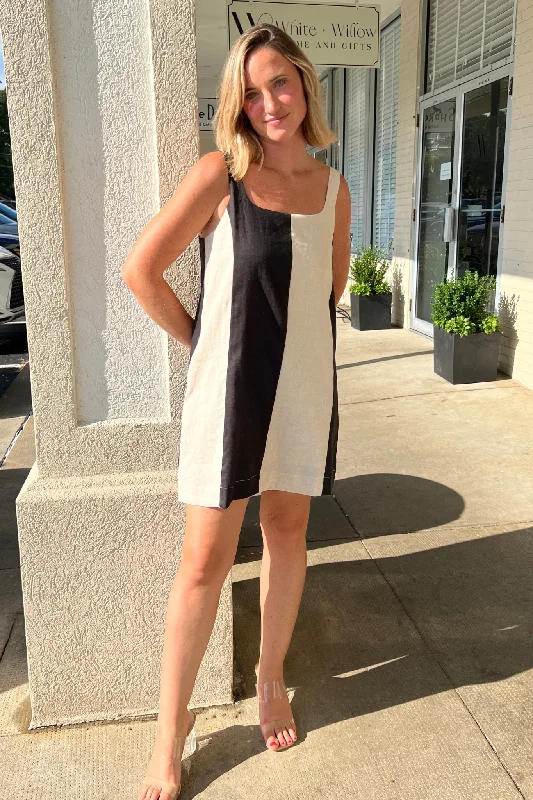 Save More When You Shop More!Good Times Only Colorblock Linen Dress