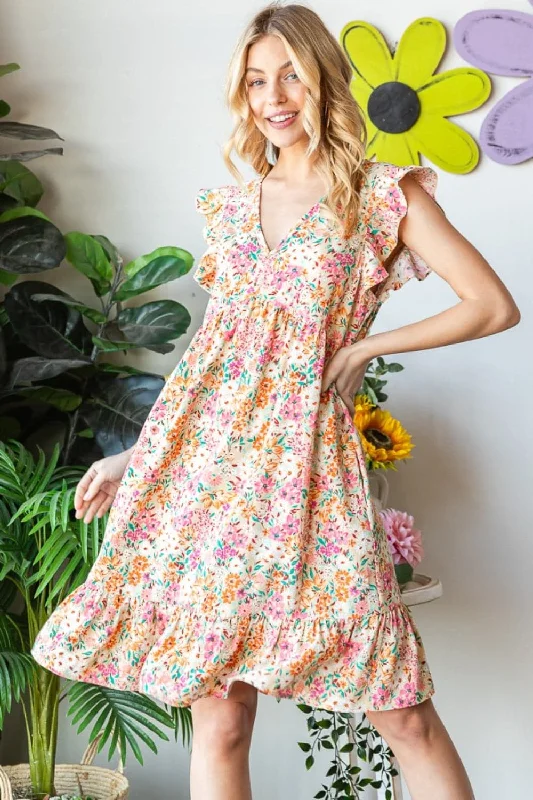 Unbeatable Prices!Heimish Full Size Floral Ruffled V-Neck Dress