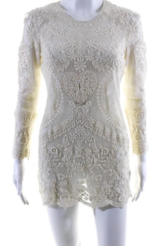 Limited-Time Price Drop!Isabel Marant Womens Embroidered Mini Dress White Cotton