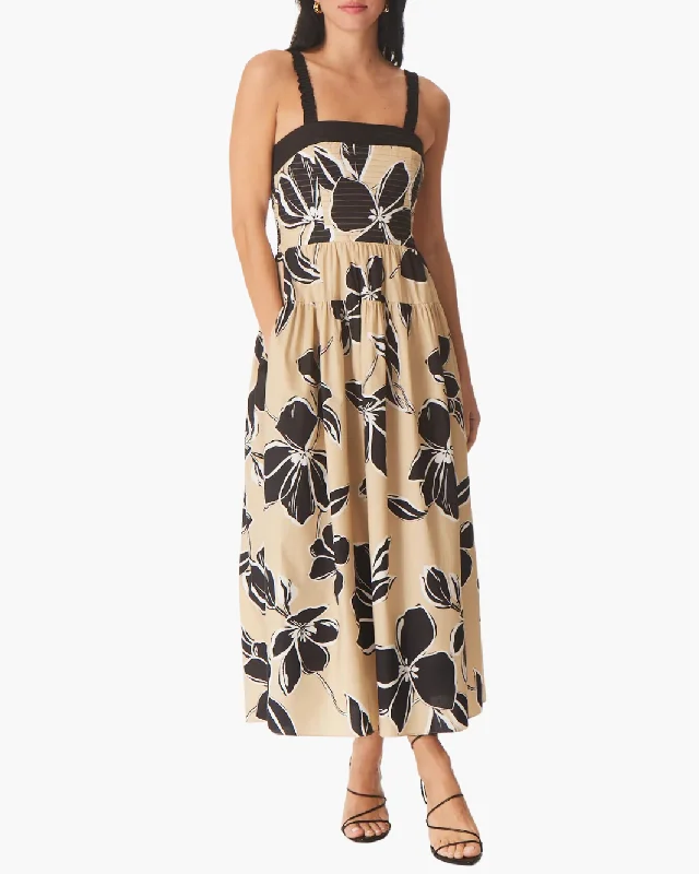 More Discounts, More Joy!JULIEN DRESS IN KHAKI GRAPHIC FLORAL PRINT